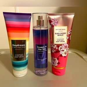 BBW BODY BUNDLE 😍DREAM IN THE SKY MIST DAYDREAM & BLACK CHERRY 🍒 MERLOT CREAMS